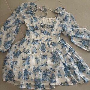 Altar'd State Blue and White flounce short dress  - Size M